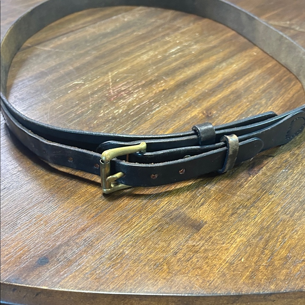 Vintage Leather Belt with Brass Buckle